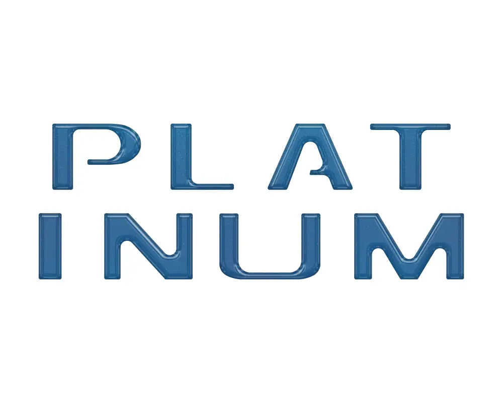 Blue PLATINUM tailgate letter inserts for 2021-2024 Ford F-150 pickup truck