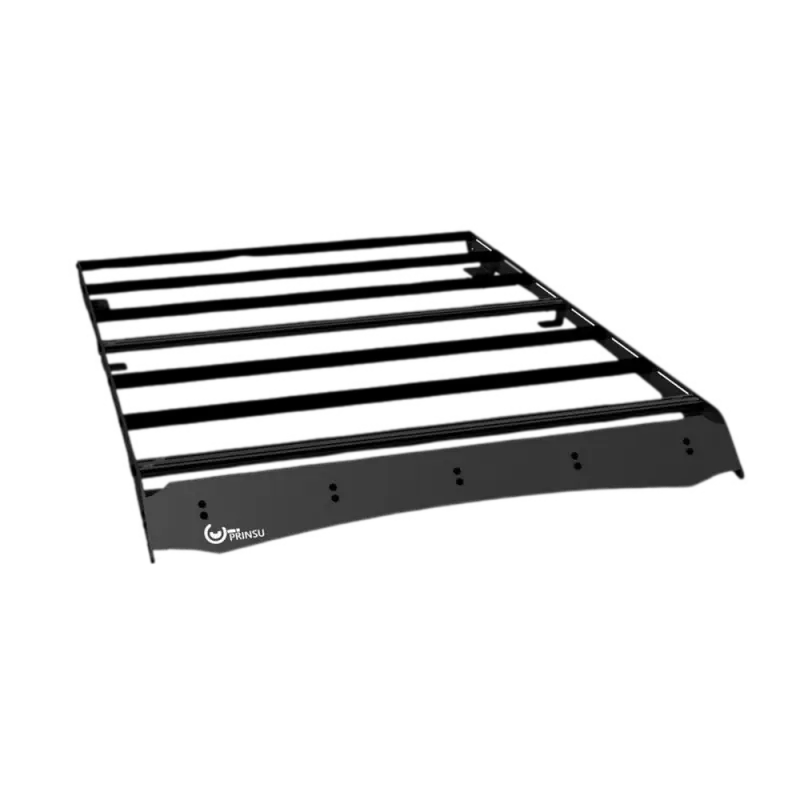 Prinsu CrewMax cab rack for Toyota Tundra 2007-2021. Modular aluminum roof rack with adjustable crossbars and tie-down solutions.