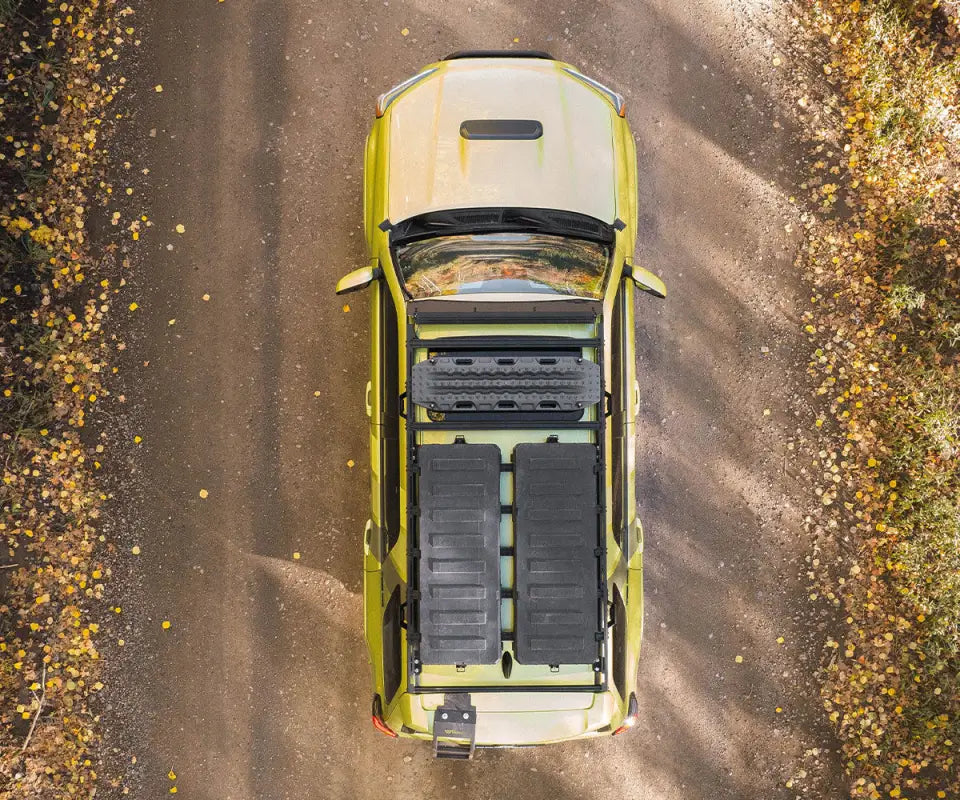 Top-down view of Toyota 4Runner equipped with Prinsu Pro Roof Rack carrying cargo, ideal for off-road and travel use.