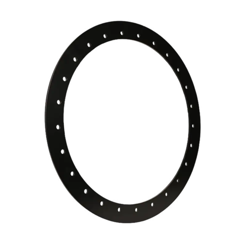 Black precision-cut protection ring for hybrid wheels with pre-drilled bolt holes for easy installation.
