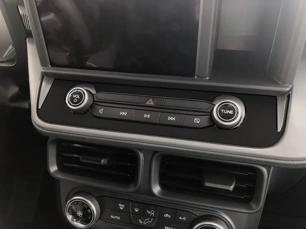 Radio control accent overlay for Ford Maverick dashboard audio controls 2022-2024