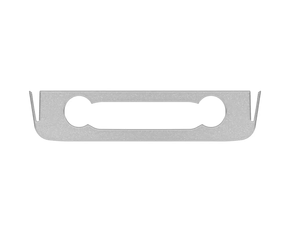 Rectangular silver radio control accent overlay with circular and rectangular cutouts for Ford Maverick