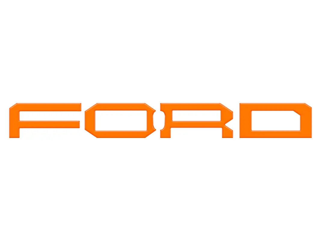 Orange Ford lettering overlay for Ford Bronco grille letter overlays 2022-2024