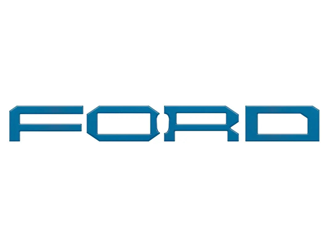 Blue Ford Bronco grille letter overlays displaying Ford lettering for 2022-2024 models