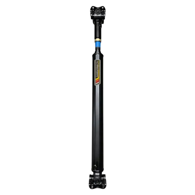 Black metal driveshaft with custom length and durable driveshaft features for differential flanges