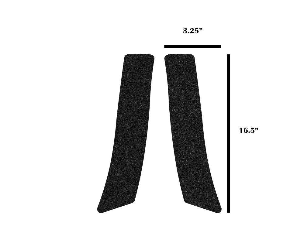 Black textured rear fender overlays for 2005-2015 Toyota Tacoma, measuring 16.5 inches by 3.25 inches for extended coverage.