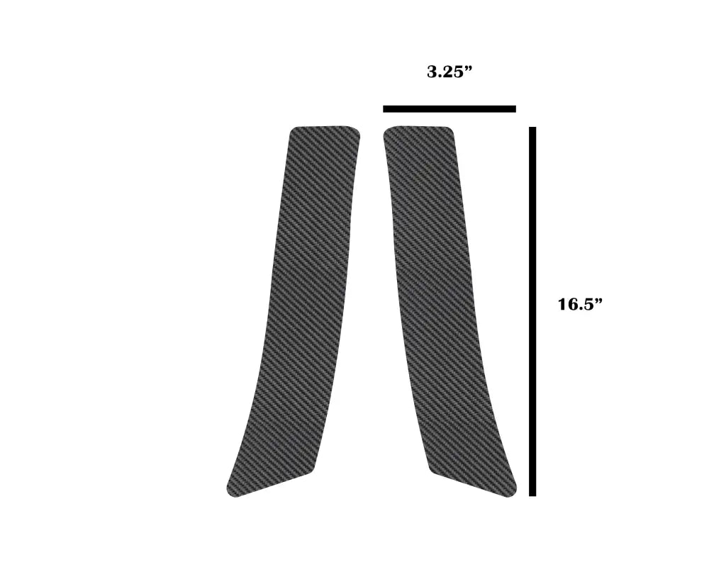 Carbon fiber rear fender overlays for 2005-2015 Toyota Tacoma, measuring 16.5 inches by 3.25 inches for a stylish upgrade.