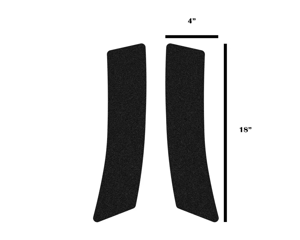 Black textured rear fender overlays for 2005-2015 Toyota Tacoma, measuring 18 inches by 4 inches for maximum protection.