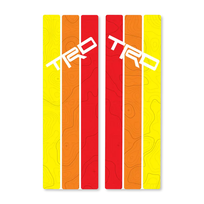 Retro-styled TRD decals on transfer paper for Rear Window Stripes WITH TOPO installation