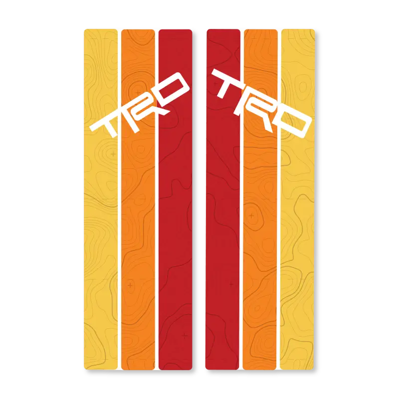 Retro-striped TRD decals shown on Rear Window Stripes with Topo transfer paper for easy application