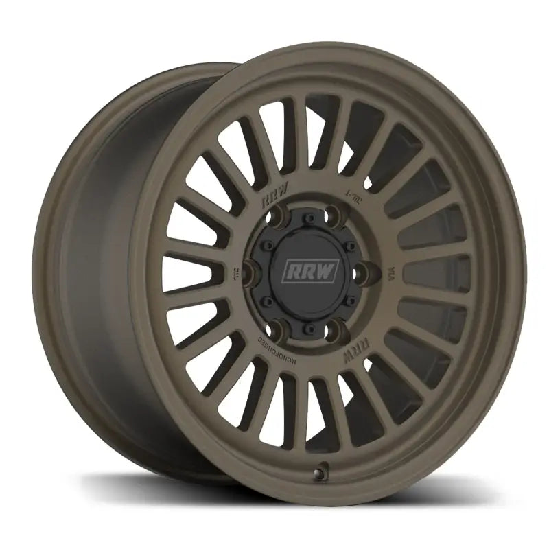 Bronze-colored off-road wheel from RG6-S MonoForged Series with lug nuts and center caps