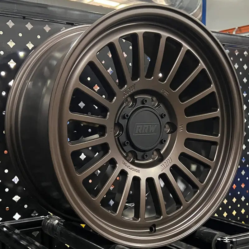 Bronze-colored Car Wheel from RG6-S MonoForged Series with Lug Nuts and Center Caps