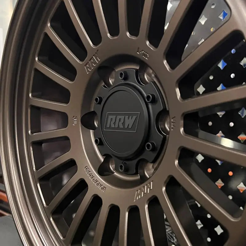 RG6-S MonoForged Wheel matte bronze with black center cap and lug nuts