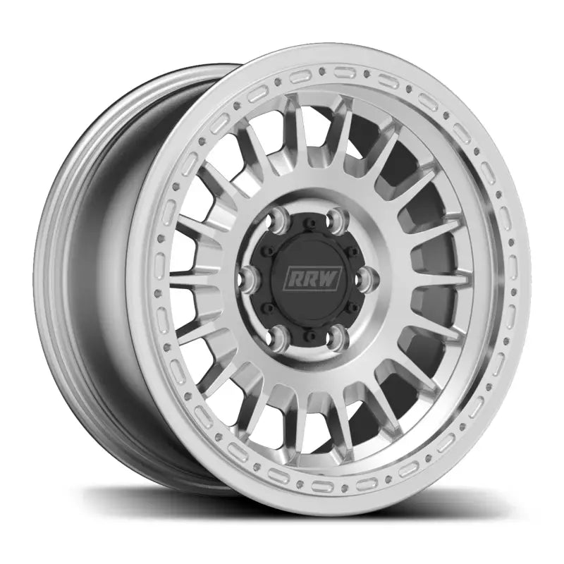 Silver alloy wheel with black center cap from RG7-H Hybrid MonoForged Series featuring embossed ABS