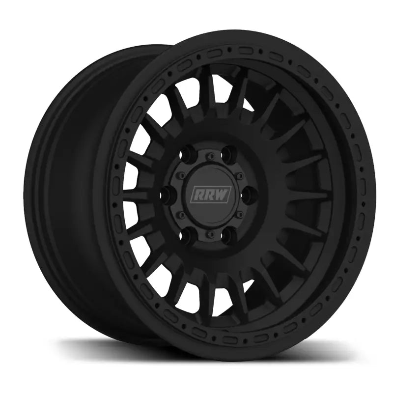 Black alloy wheel from RG7-H Hybrid MonoForged Series with embossed ABS and lug nuts
