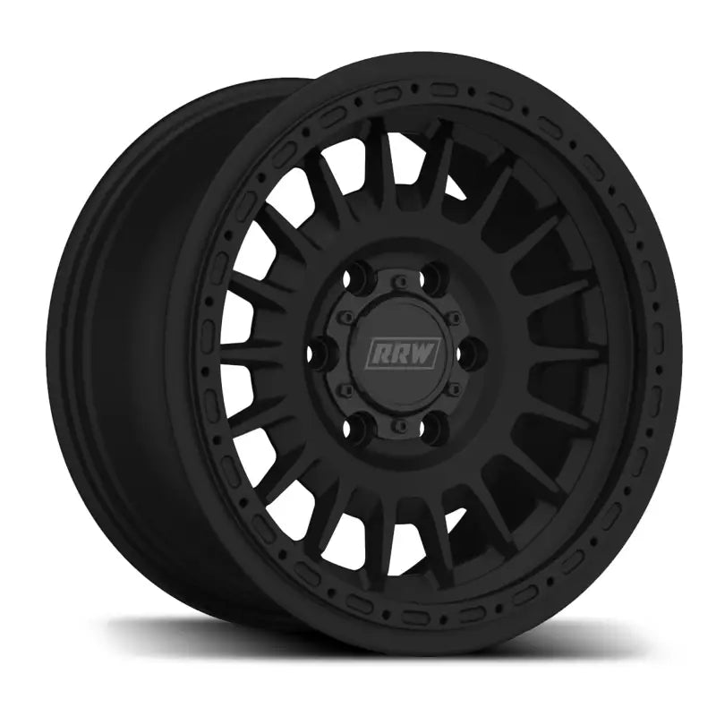 Black alloy wheel from RG7-H Hybrid MonoForged Wheel Series with embossed ABS and lug nuts