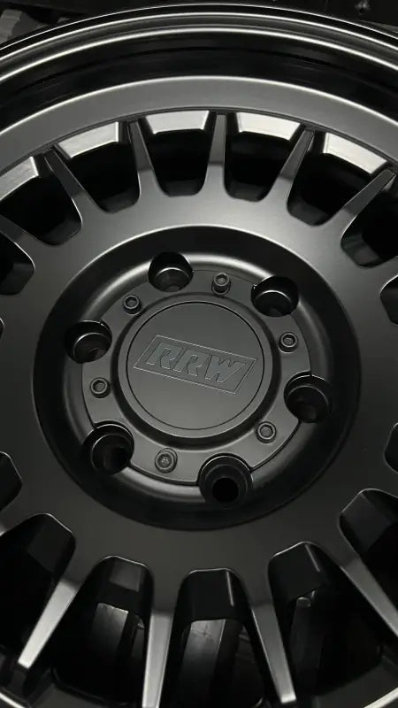 Gray multi-spoke wheel from RG7-S MonoForged Series with lug nuts and center caps