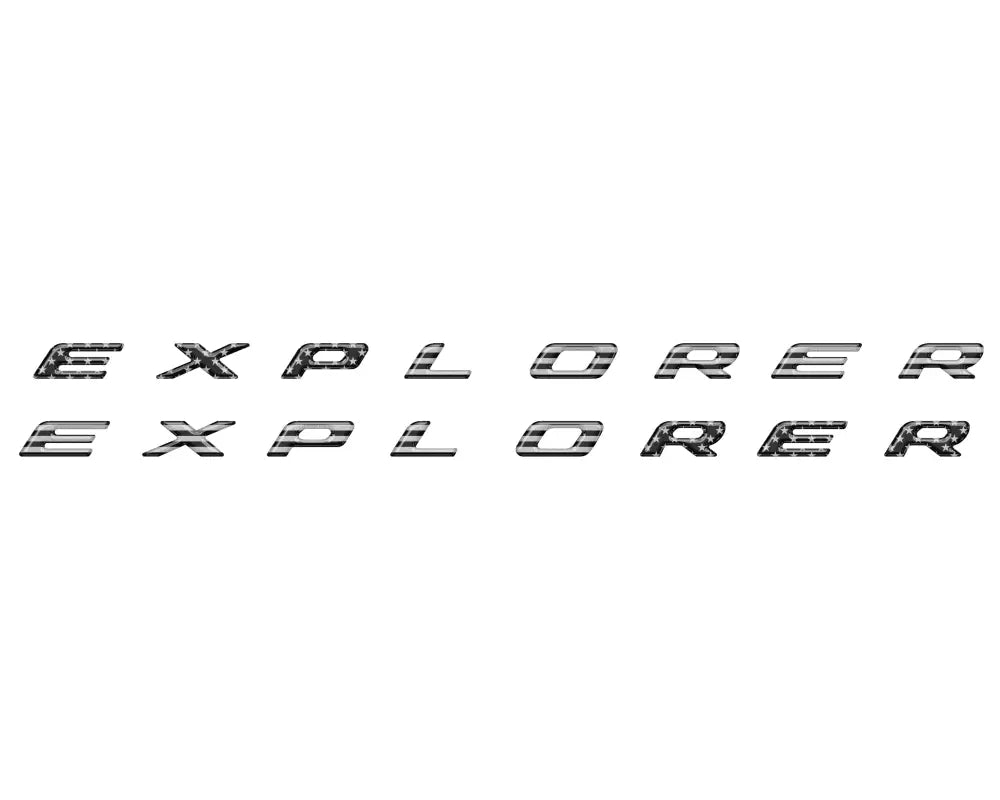 Two rows of EXPLORER rocker panel letter inserts for 2020-2024 Ford Explorer