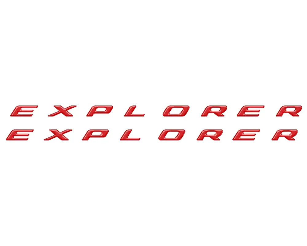 Red Explorer rocker panel letter inserts for 2020-2024 Ford Explorer panel lettering