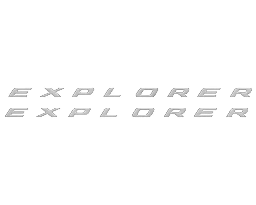 Silver Explorer rocker panel letter inserts for 2020-2024 Ford Explorer panels