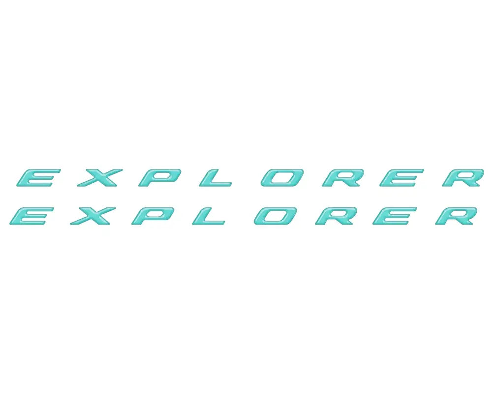 Turquoise Explorer rocker panel letter inserts for Ford Explorer 2020-2024