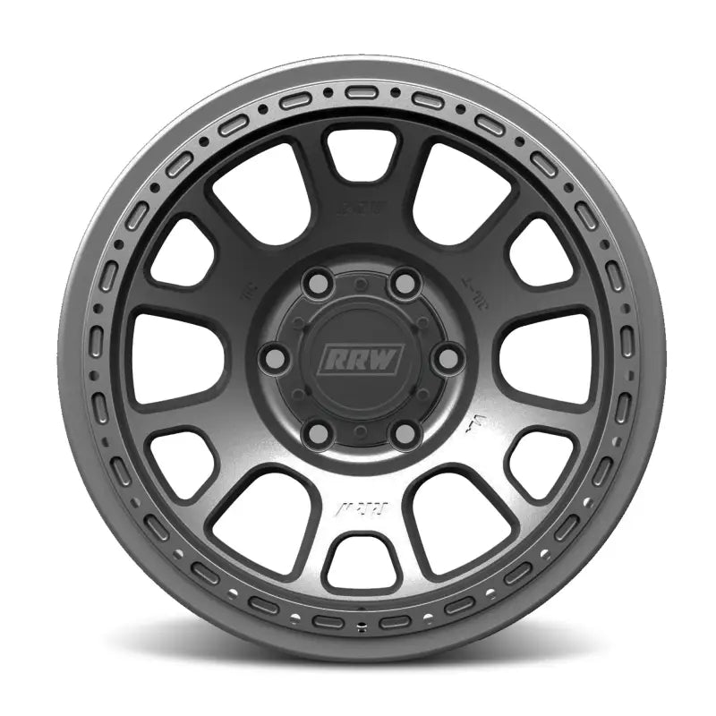 Gray off-road wheel from RR5-H FLOW FORM Hybrid Beadlock enhancing braking performance