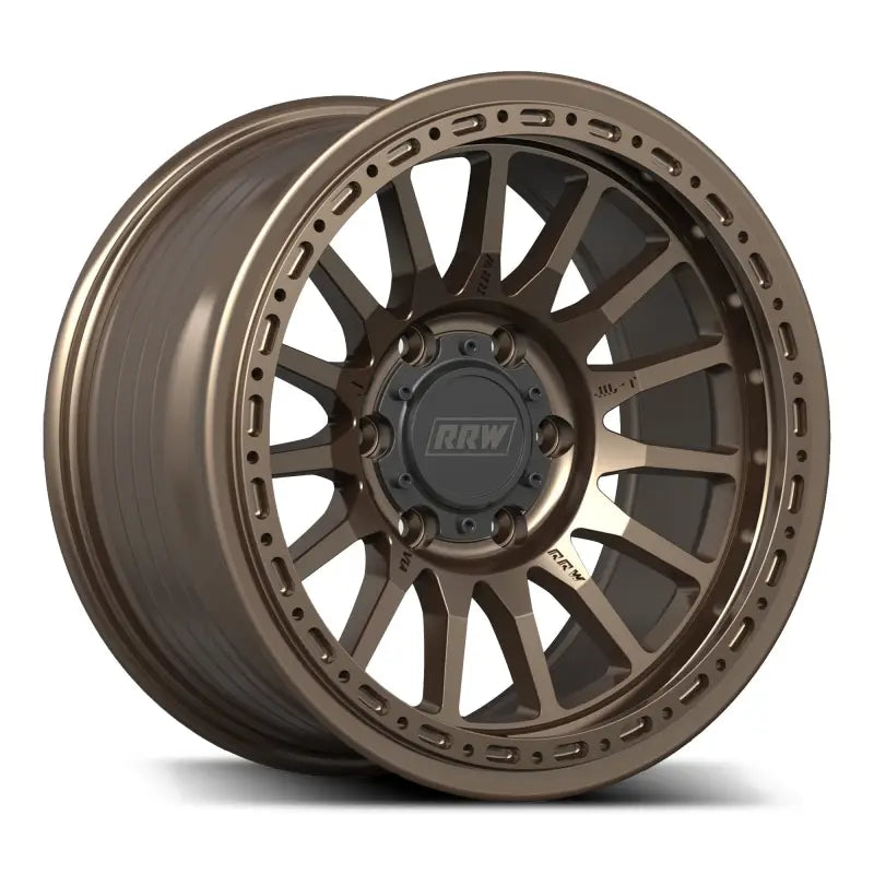 Bronze-colored off-road flow-formed wheels with center bore for improved braking performance