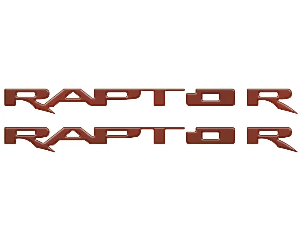 Two brown Running Board Emblem Overlays for Ford Raptor running board