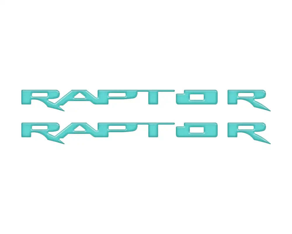 Turquoise Raptor emblem overlays for running board of 2017-2025 Ford Raptor