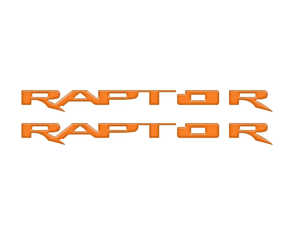 Orange RAPTOR running board emblem overlays for Ford Raptor 2017-2025