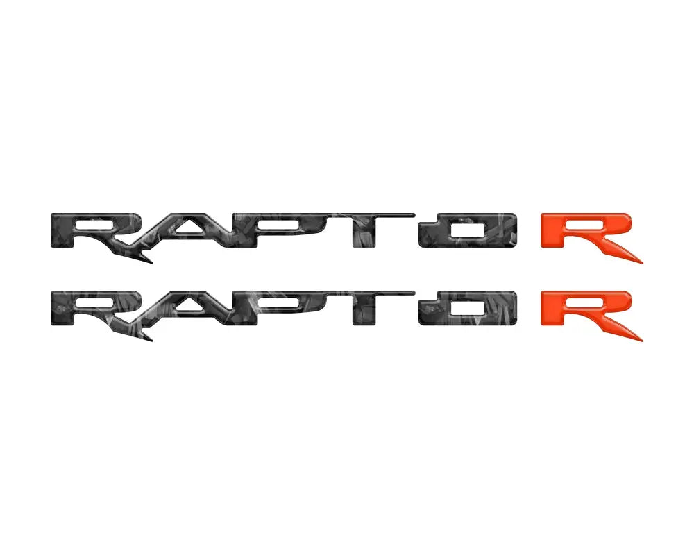 Two Raptor R emblem overlays for running board emblems on Ford Raptor 2017-2025