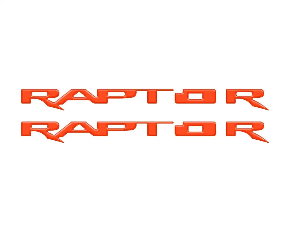 Orange RAPTOR emblems running board emblem overlays for Ford Raptor running board