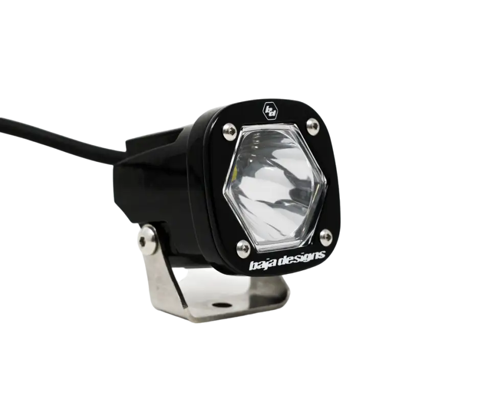 S1 Black LED Light Pod with clear spot lens, delivering 2,320 lumens in a compact design for versatile off-road lighting.