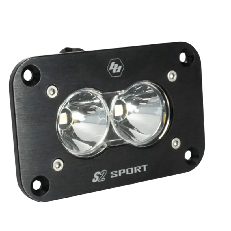 Black rectangular dual-lens LED light from Baja Designs S2 Sport Driving Combo series