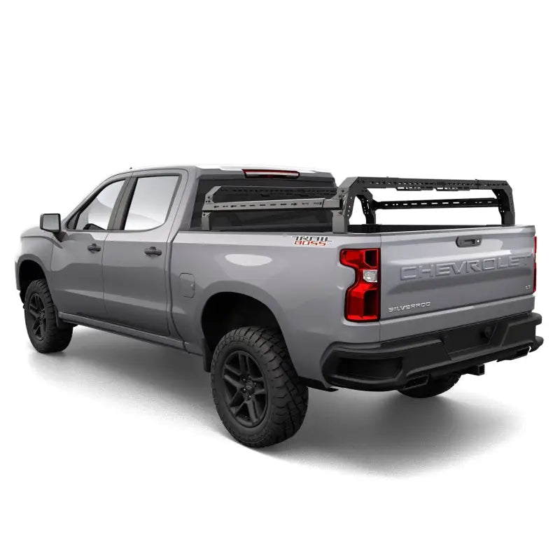 GMC Sierra 1500 with Shiprock Mid Height Rack, adjustable 64-inch length, enhancing cargo capacity, compatible with tonneau covers.