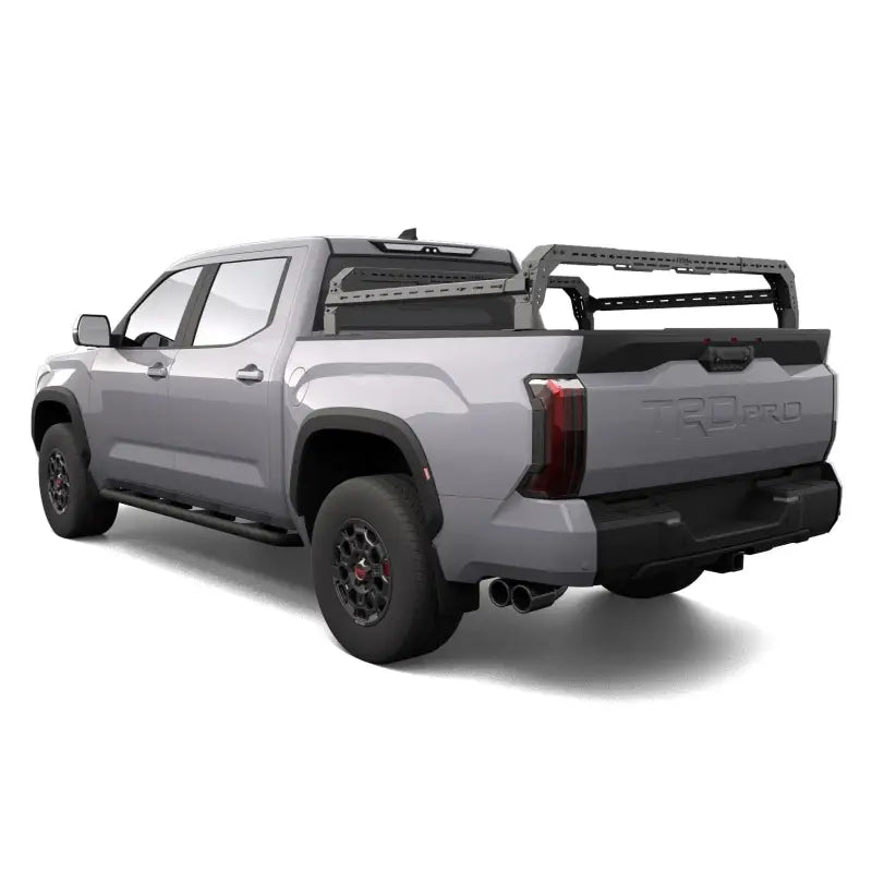 Toyota Tundra with Shiprock Mid Height Rack, 12.5-inch adjustable bed rack for cargo and overland use, rated up to 800 lbs.