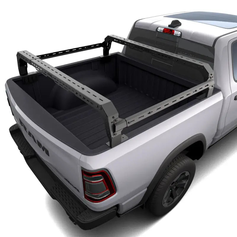 RAM 1500 Shiprock Rack installed on truck bed, showcasing modular design and compatibility with tonneau covers for enhanced cargo solutions.