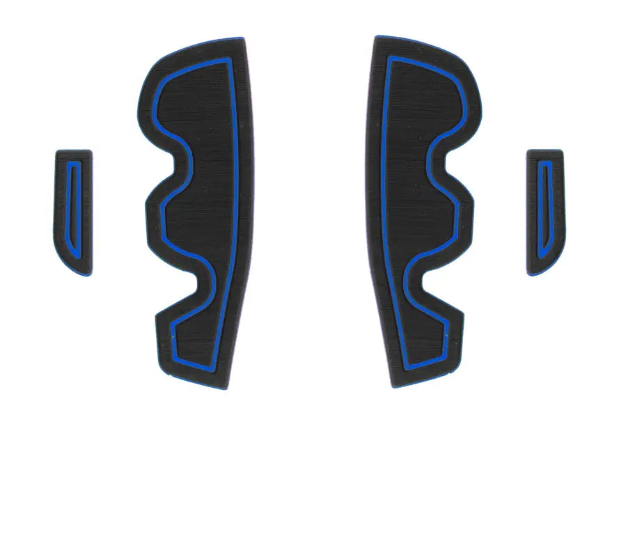 Pair of side door pocket cup holder inserts with blue accents, designed for 2016-2023 Toyota Tacoma, shown in a flat layout.