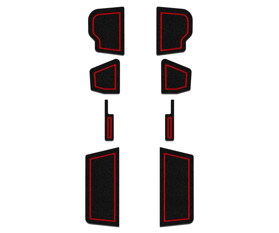 Side doors foam inserts with red accents designed to fit 2007-2014 Toyota FJ Cruiser, enhancing vehicle decor and protection.