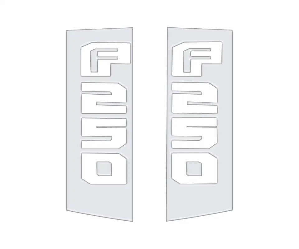 Two F250 decals for Ford Super Duty side emblem accent trim 2017-2022