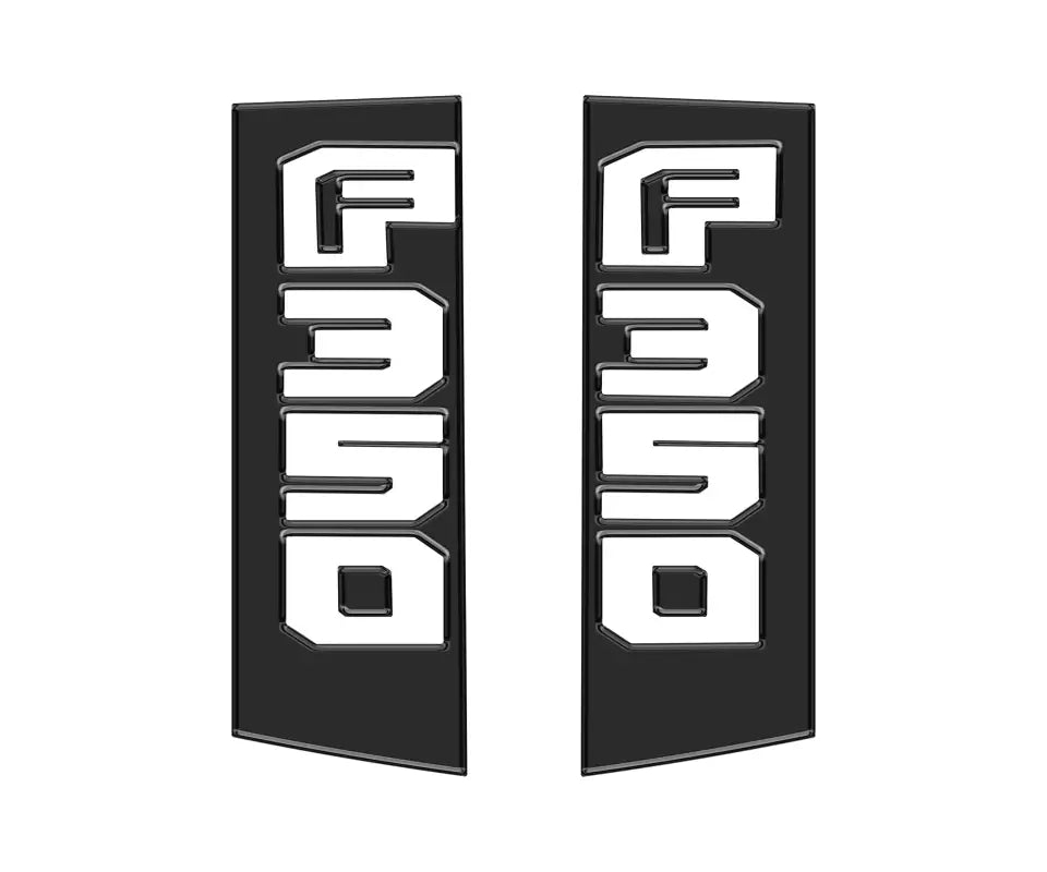 Black F350 side emblems for Ford Super Duty truck replacement accent trim