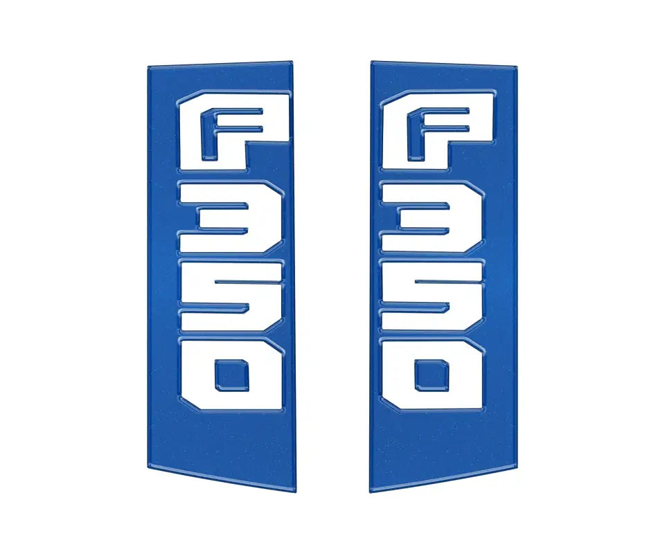 Blue F350 emblems for Ford Super Duty trucks side accent trim 2017-2022