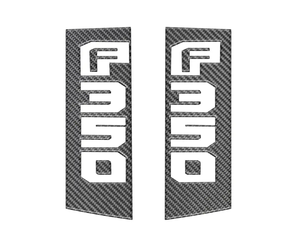 Carbon fiber F350 decals for Ford Super Duty side emblem accent trim