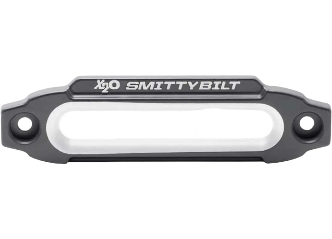 Billet competition design fairlead by Smittybilt, optimized for synthetic rope and off-road winching applications.