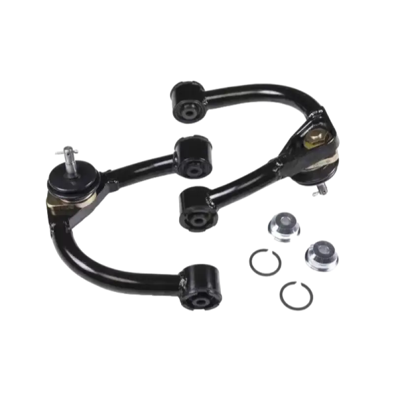 SPC Adjustable Upper Control Arms for 2000-2006 Tundra and 2000-2007 Sequoia. Includes bushings, ball joints, and hardware for improved alignment.
