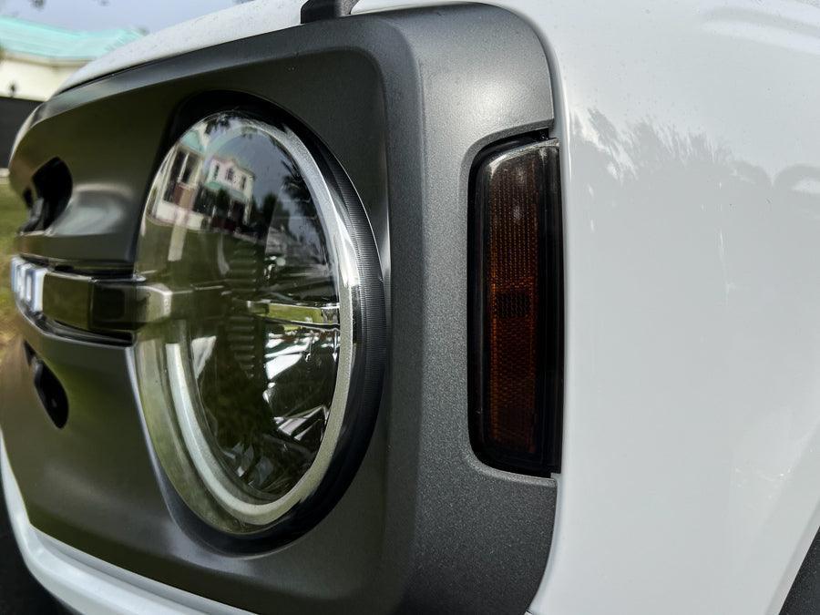 Standard Smoked Sidemarker Overlays (Front and Rear) For 2021+ Bronco (w/ Halogen Taillights)