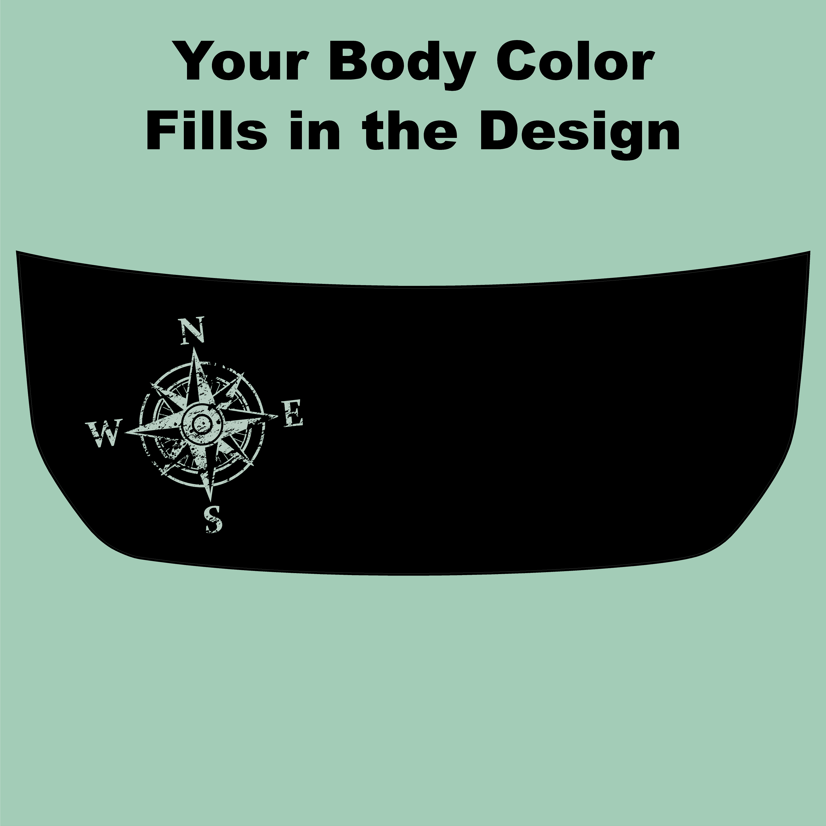 Stealth Black Compass Rose Hood Overlay (Printed Series) For 2021+ Bronco