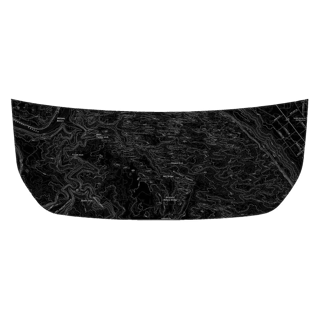 Stealth Black Moab Topographic Map Hood Overlay (Printed Series) For 2021+ Bronco