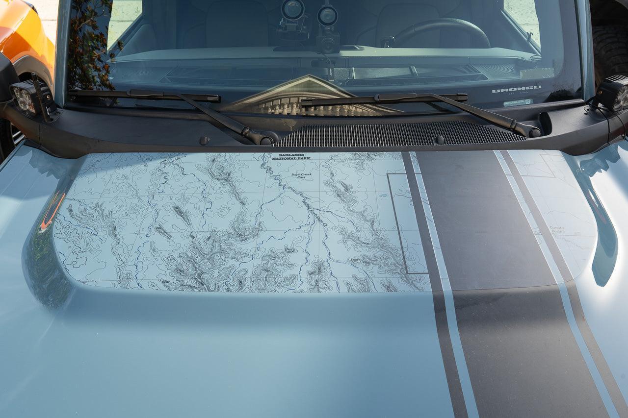 Stealth Clear Badlands Topographic Map Hood Overlay For 2021+ Bronco