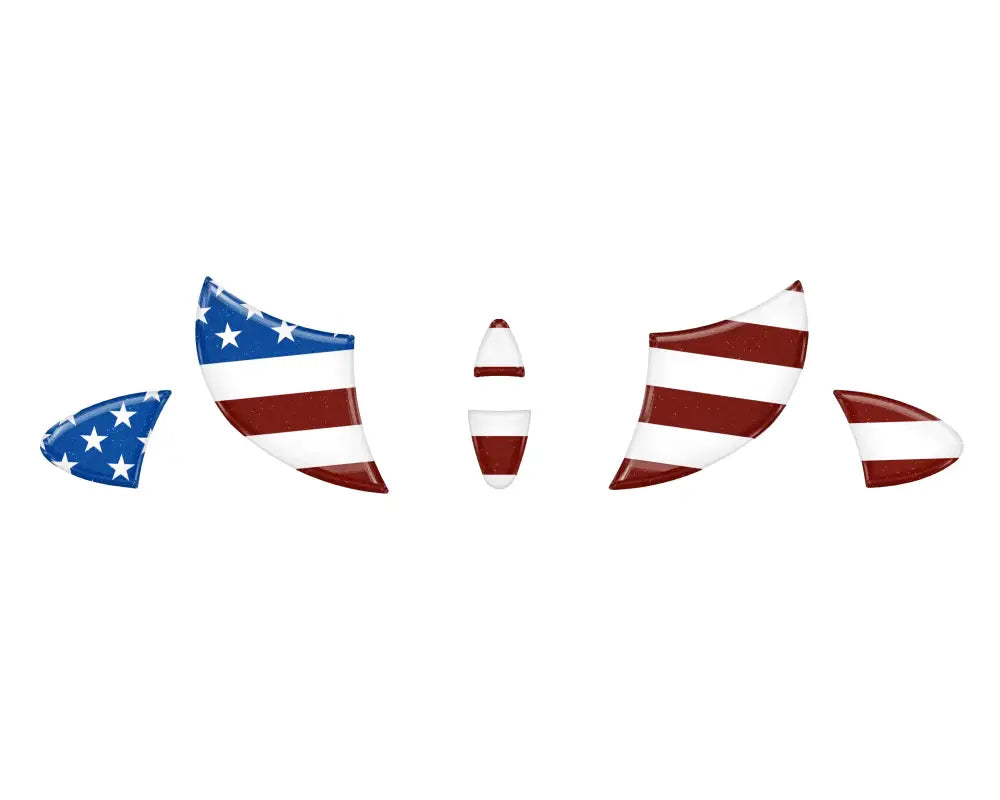 Red, white, and blue American flag steering wheel emblem inserts compatible with 2015-2024 Toyota Tundra and 2023-2024 Toyota Sequoia. Vibrant and decorative.